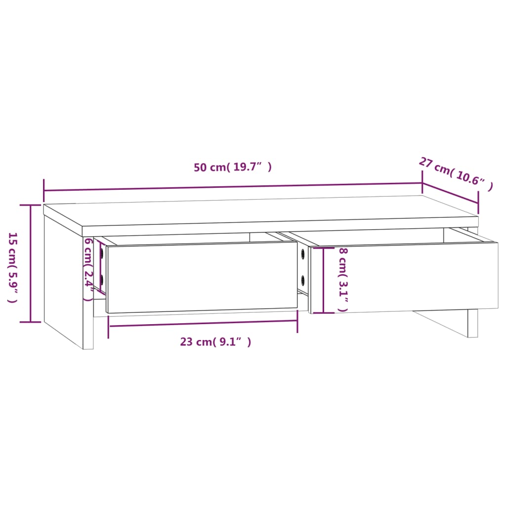 Monitorstativ 50X27X15 Cm Heltre Furu