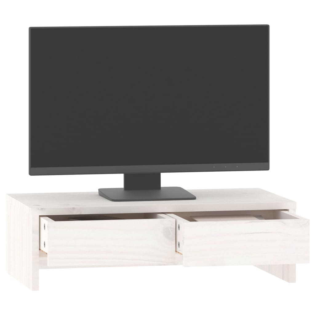 Monitorstativ Hvit 50X27X15 Cm Heltre Furu
