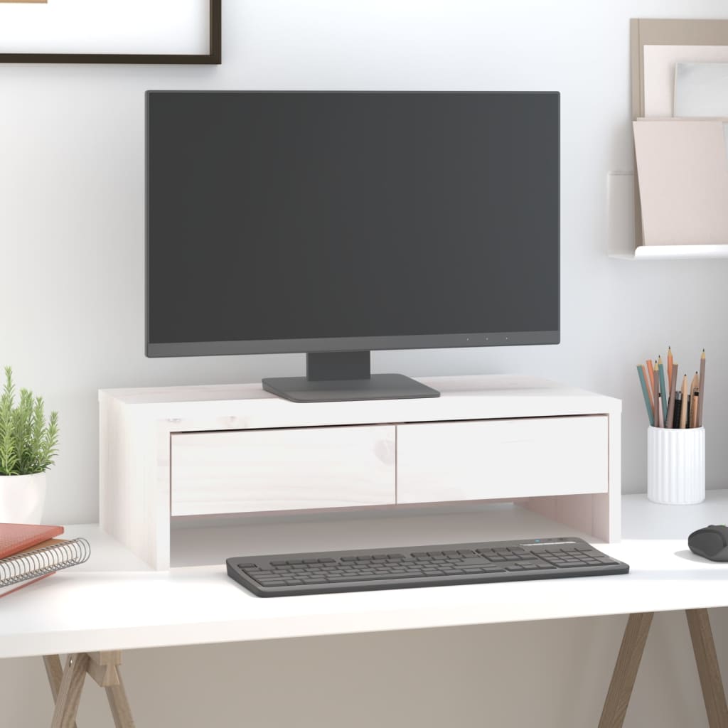 Monitorstativ Hvit 50X27X15 Cm Heltre Furu