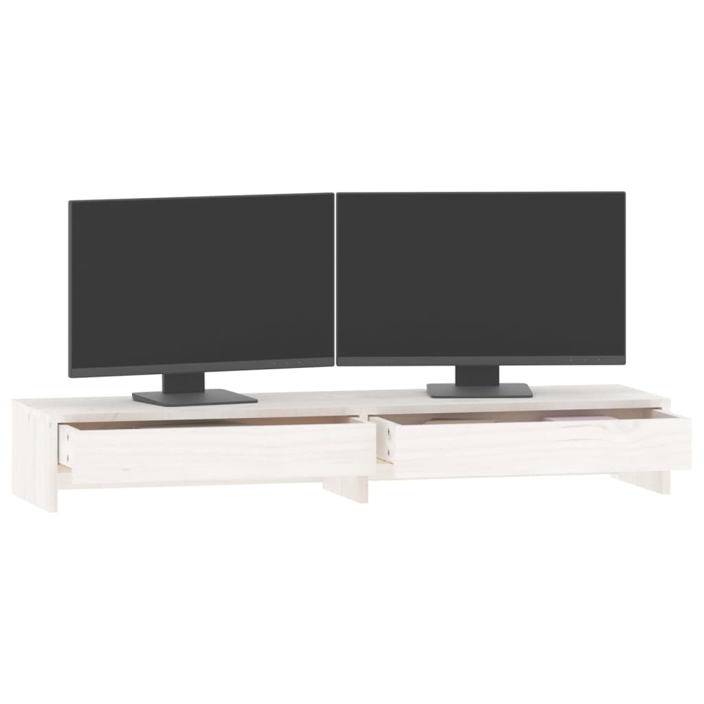Monitorstativ Hvit 100X27X15 Cm Heltre Furu