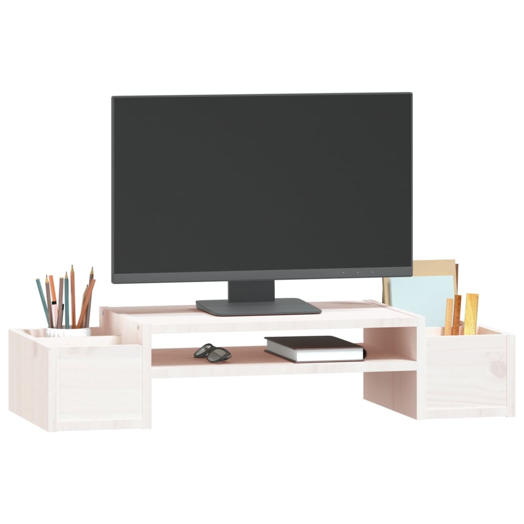Monitorstativ Hvit 70X27,5X15 Cm Heltre Furu