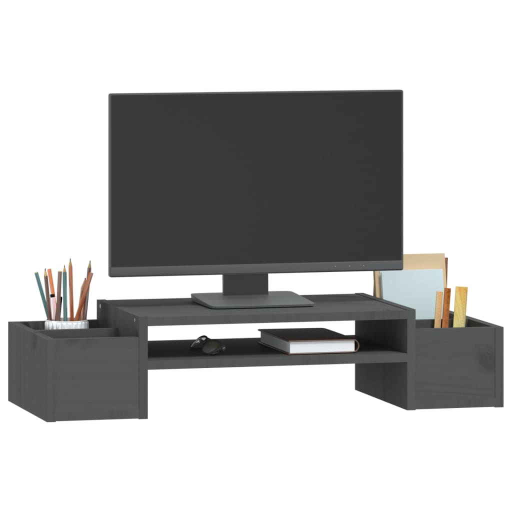 Monitorstativ Grå 70X27,5X15 Cm Heltre Furu