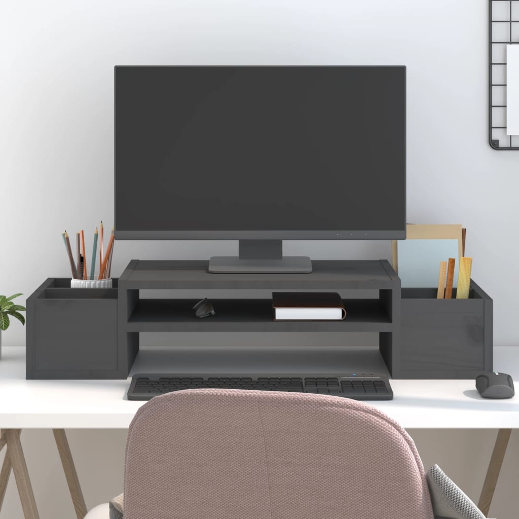 Monitorstativ Grå 70X27,5X15 Cm Heltre Furu