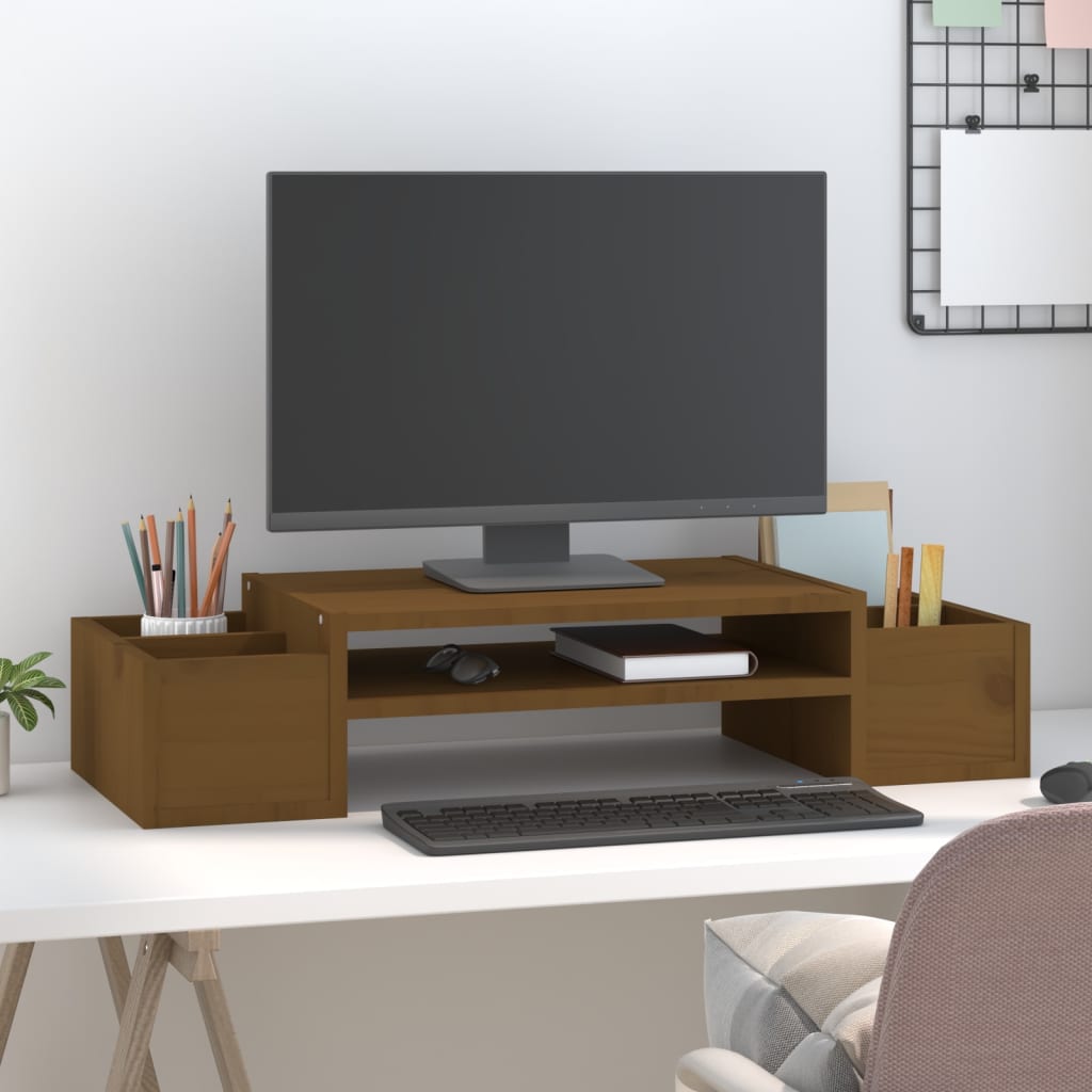 Monitorstativ Honningbrun 70X27,5X15 Cm Heltre Furu