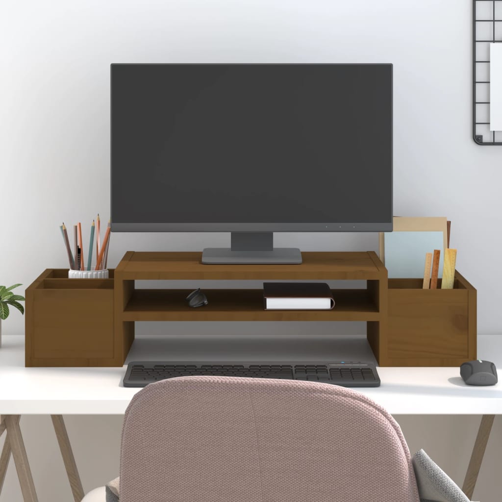Monitorstativ Honningbrun 70X27,5X15 Cm Heltre Furu