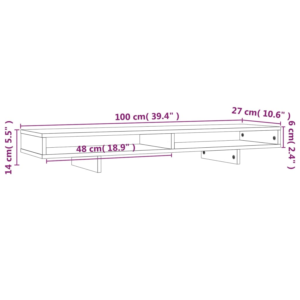 Monitorstativ 100X27X14 Cm Heltre Furu