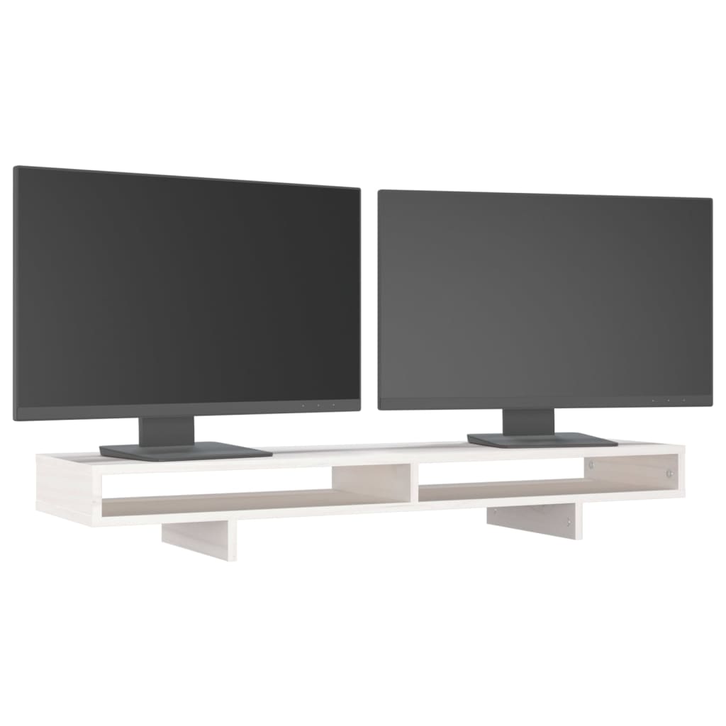 Monitorstativ Hvit 100X27X14 Cm Heltre Furu
