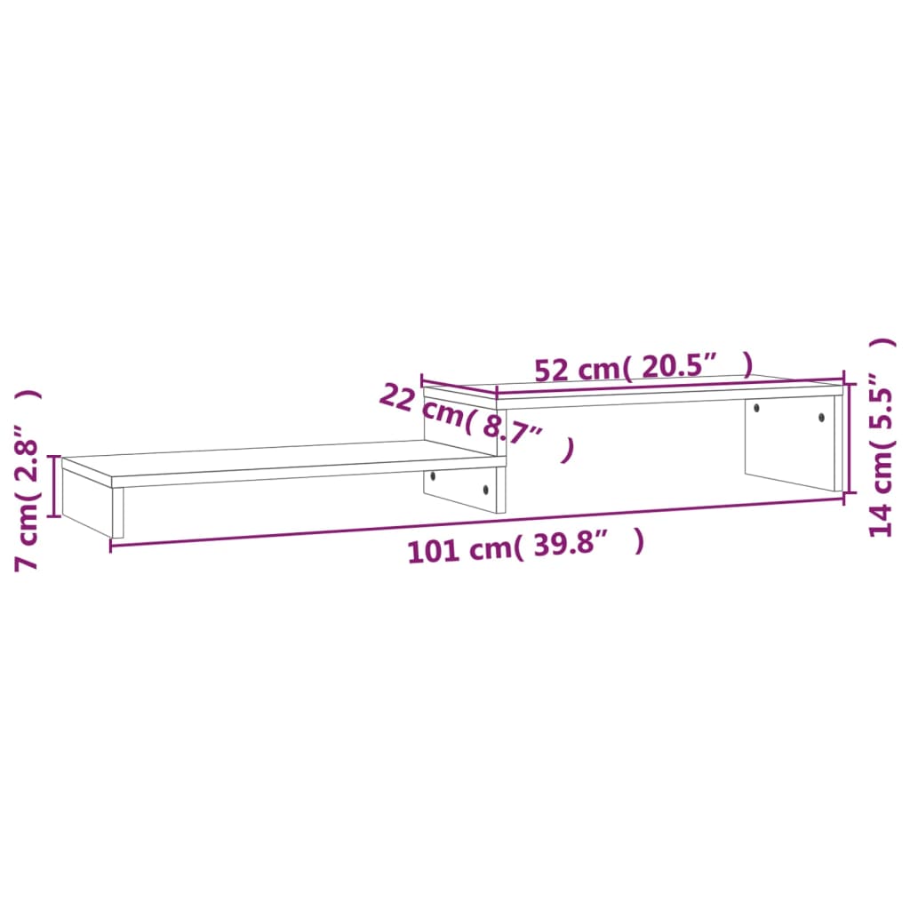Monitorstativ (52-101)X22X14 Cm Heltre Furu