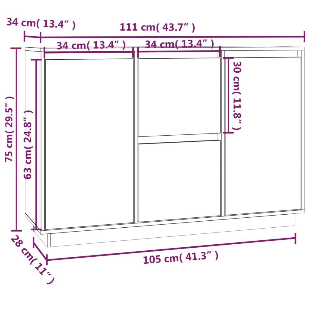 Skjenk 111X34X75 Cm Heltre Furu