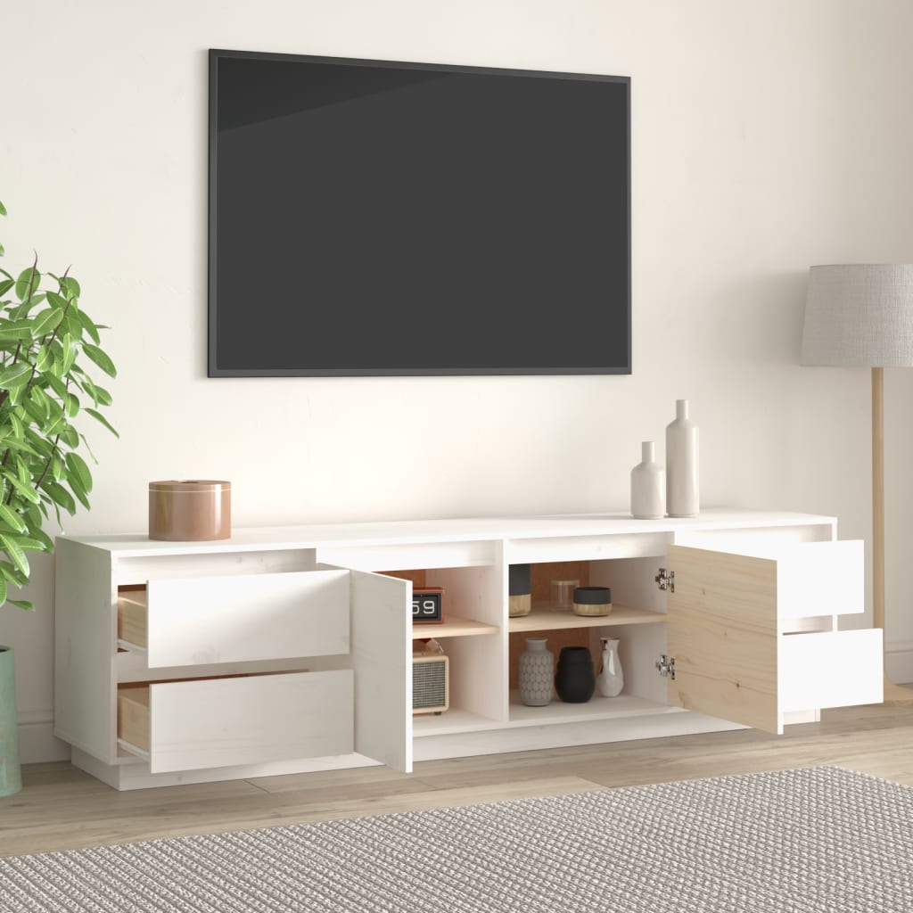 Tv-Benk Hvit 176X37X47,5 Cm Heltre Furu