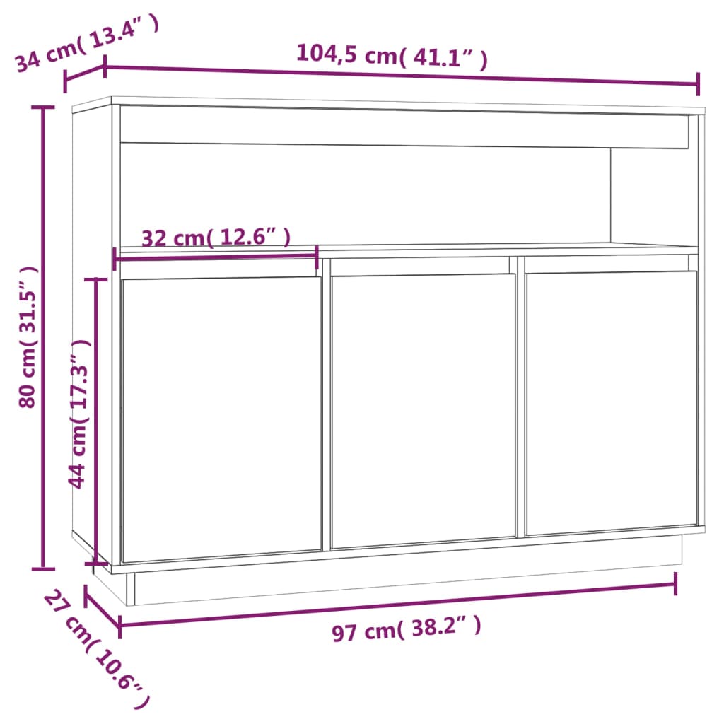 Skjenk 104,5X34X80 Cm Heltre Furu