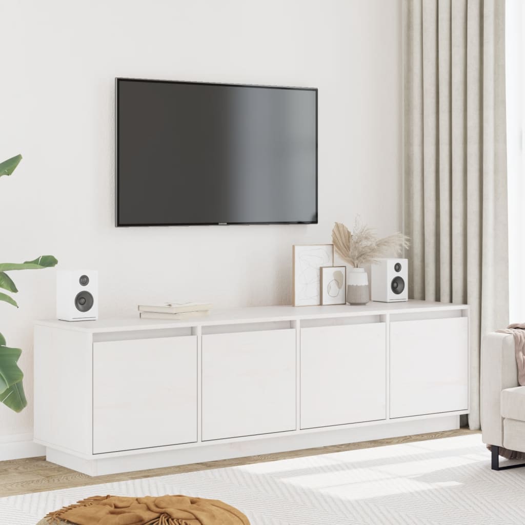 Tv-Benk Hvit 156X37X45 Cm Heltre Furu