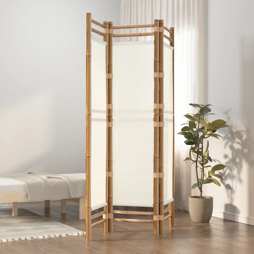 Sammenleggbar Romdeler 3 Paneler 120 Cm Bambus Og Lerret