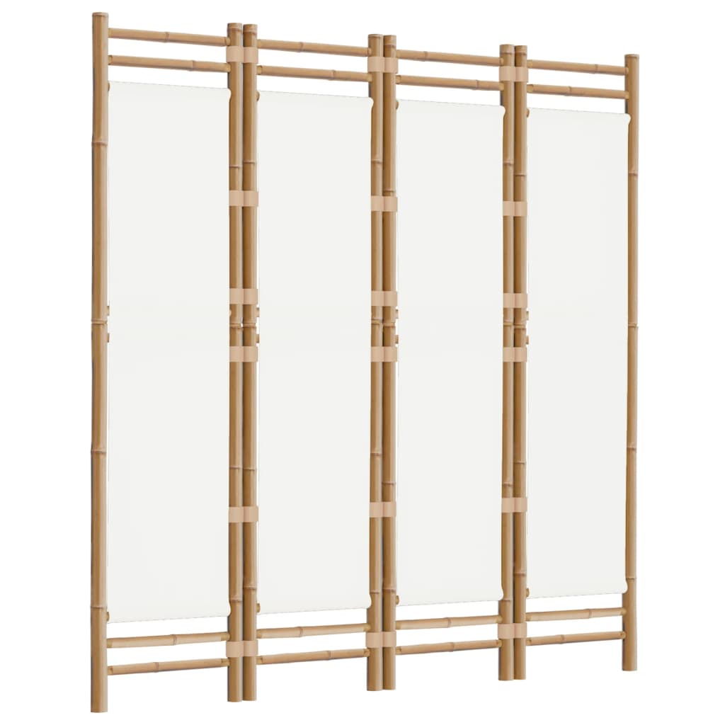 Sammenleggbar Romdeler 4 Paneler 160 Cm Bambus Og Lerret