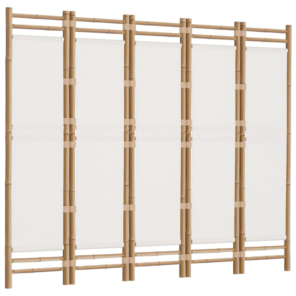 Sammenleggbar Romdeler 5 Paneler 200 Cm Bambus Og Lerret