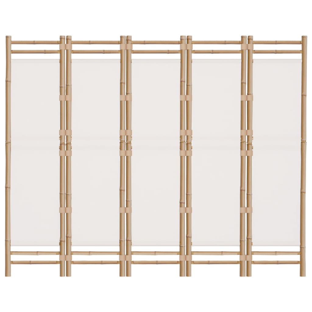 Sammenleggbar Romdeler 5 Paneler 200 Cm Bambus Og Lerret