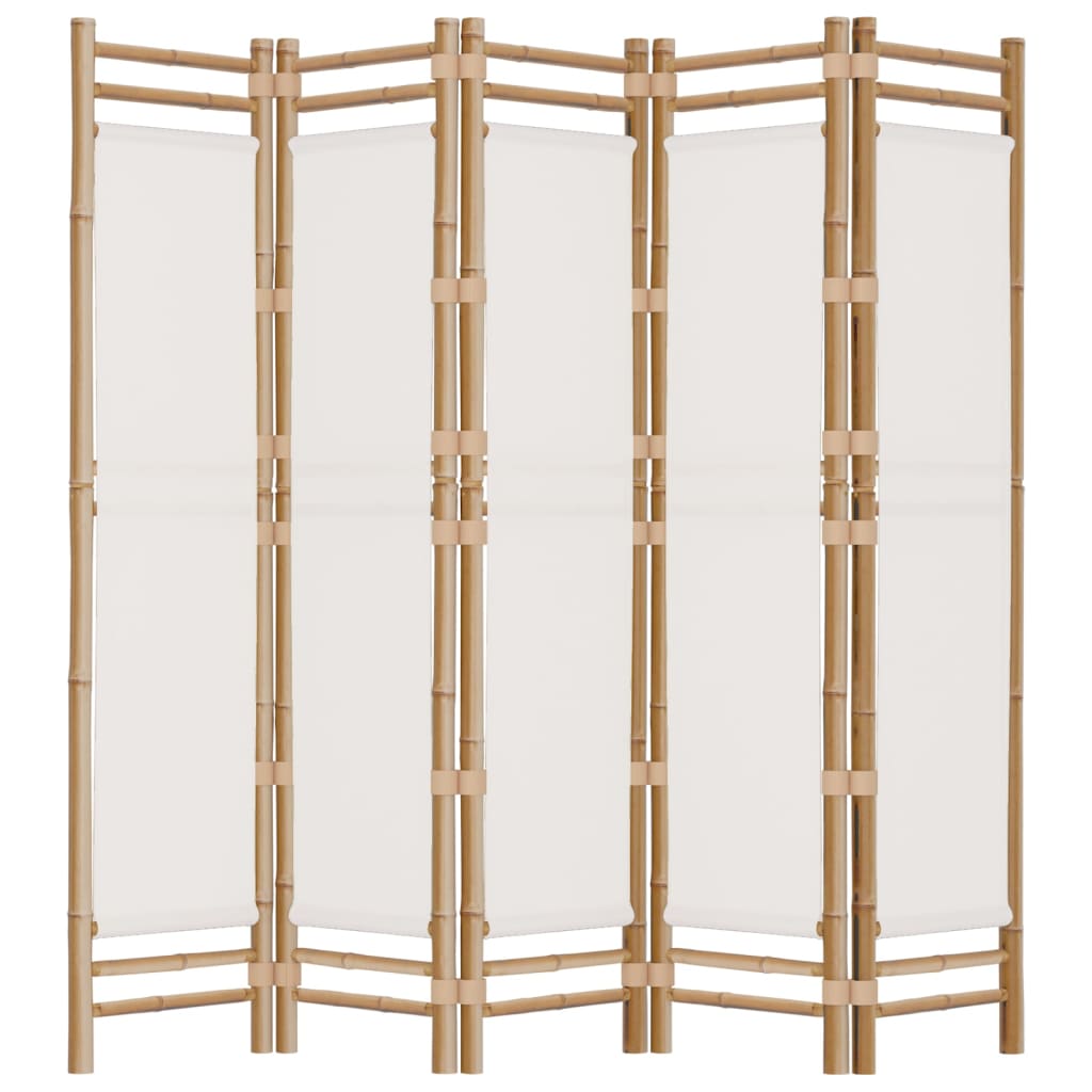 Sammenleggbar Romdeler 5 Paneler 200 Cm Bambus Og Lerret