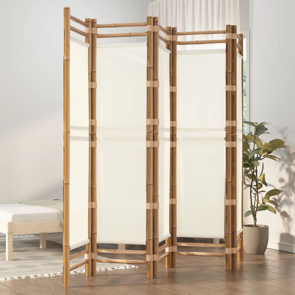 Sammenleggbar Romdeler 5 Paneler 200 Cm Bambus Og Lerret