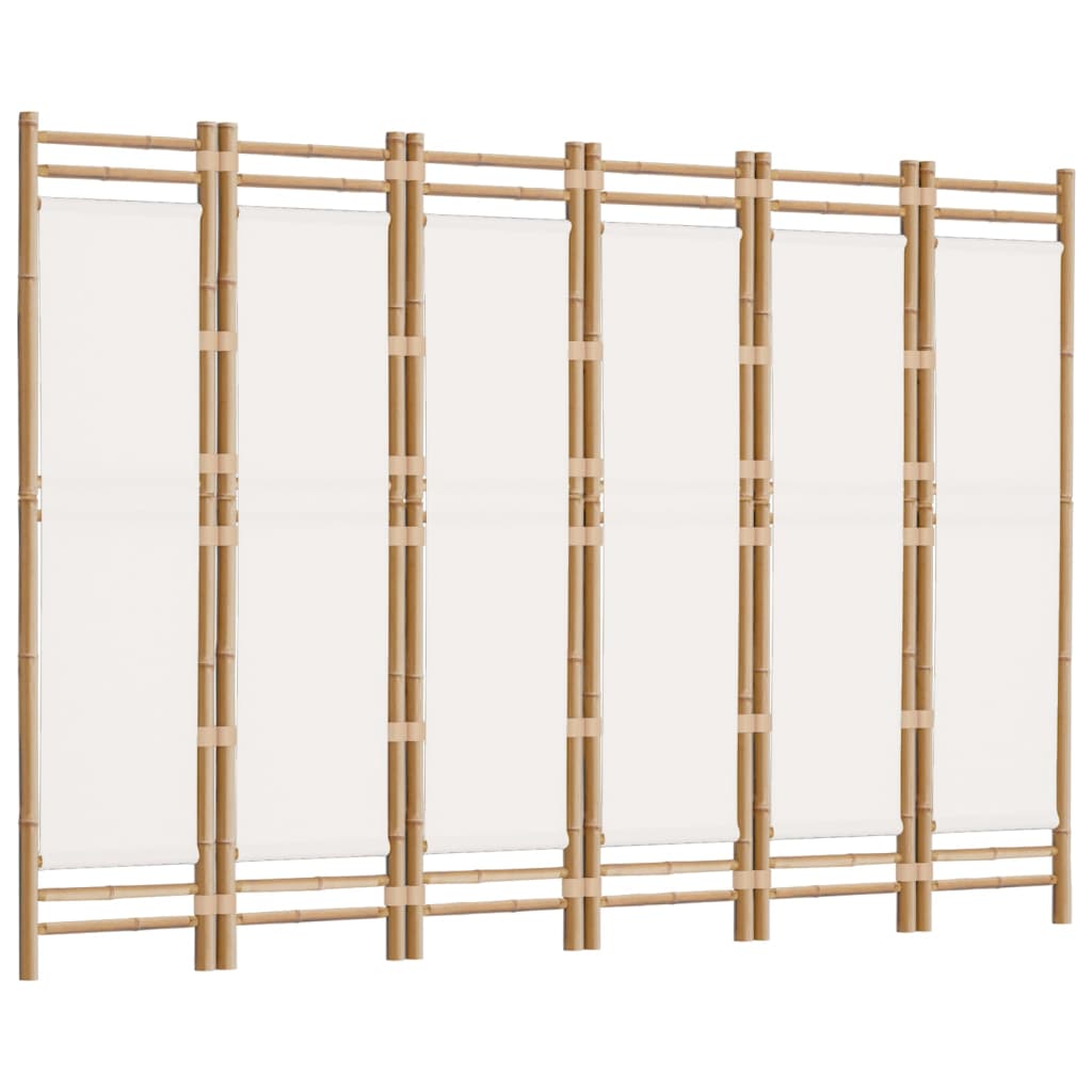 Sammenleggbar Romdeler 6 Paneler 240 Cm Bambus Og Lerret