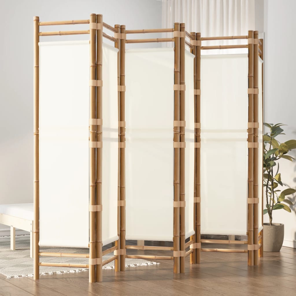 Sammenleggbar Romdeler 6 Paneler 240 Cm Bambus Og Lerret