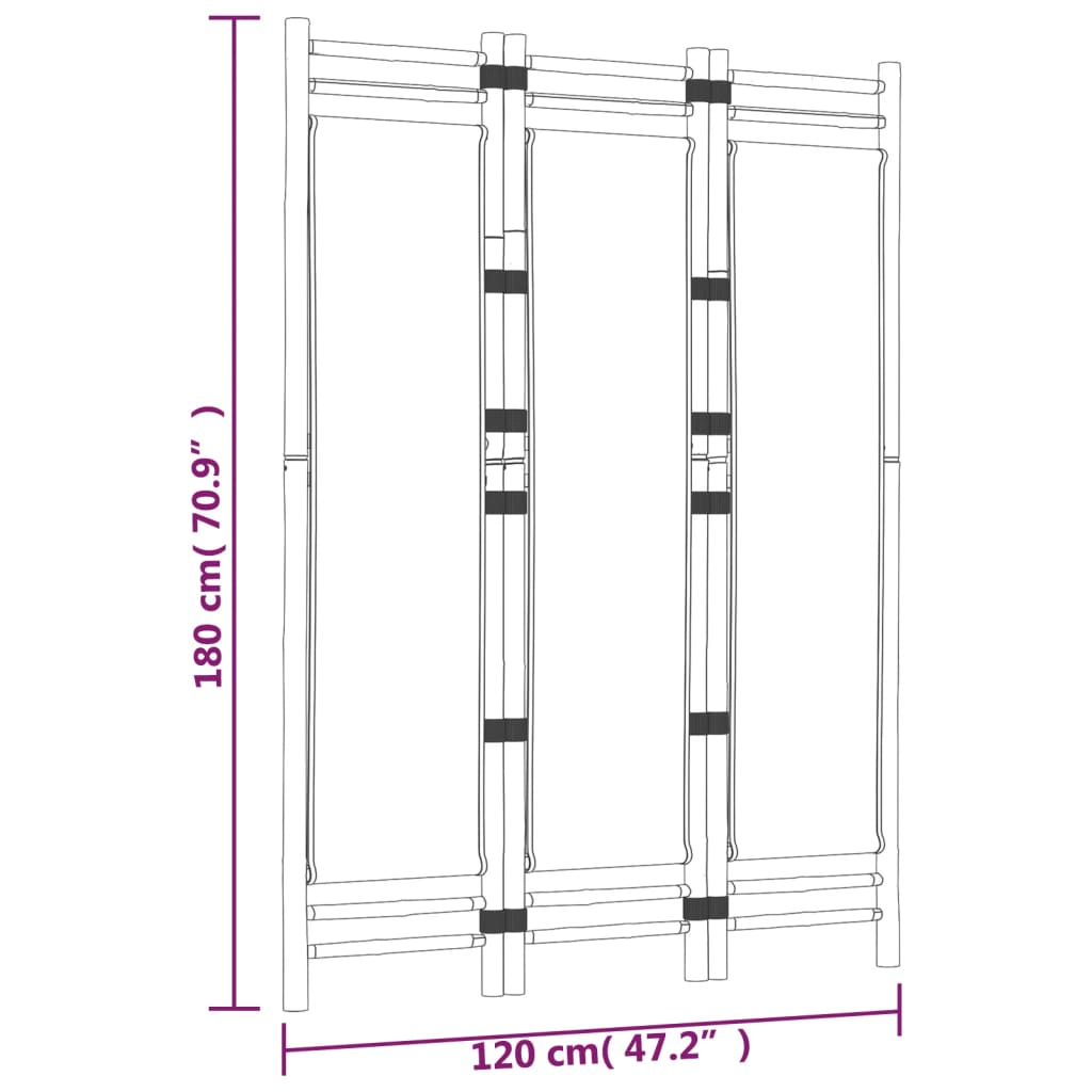 Sammenleggbar Romdeler 3 Paneler 120 Cm Bambus Og Lerret