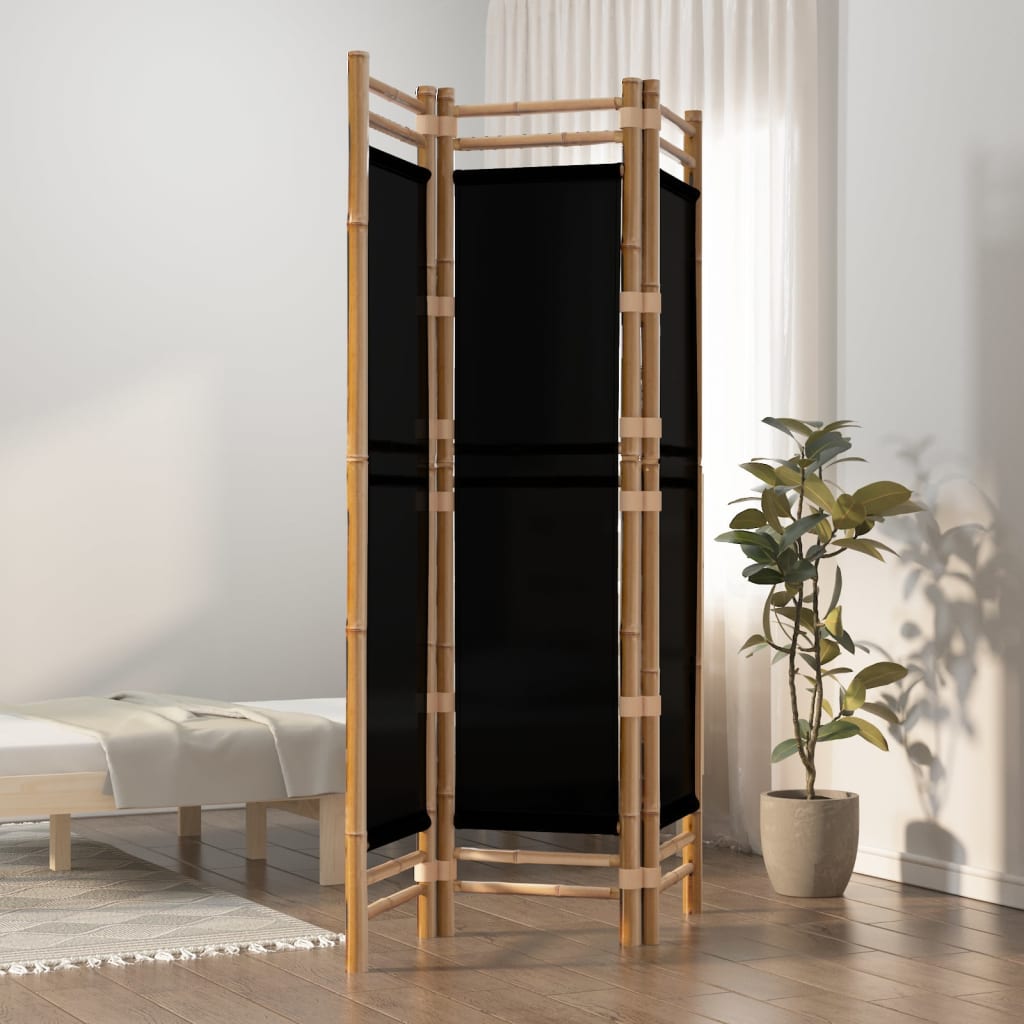 Sammenleggbar Romdeler 3 Paneler 120 Cm Bambus Og Lerret