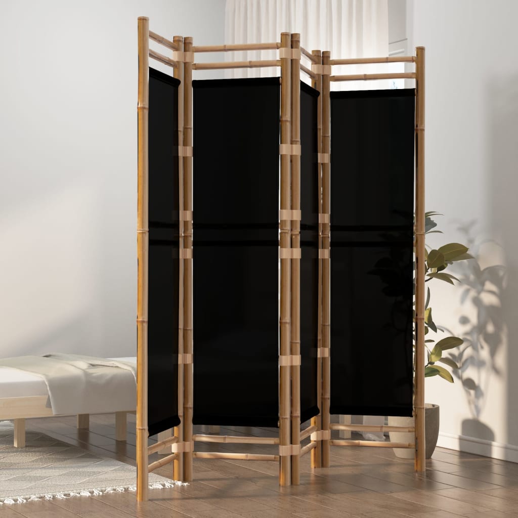 Sammenleggbar Romdeler 4 Paneler 160 Cm Bambus Og Lerret
