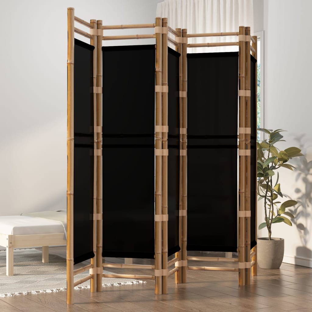 Sammenleggbar Romdeler 5 Paneler 200 Cm Bambus Og Lerret