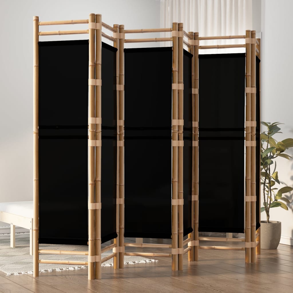 Sammenleggbar Romdeler 6 Paneler 240 Cm Bambus Og Lerret