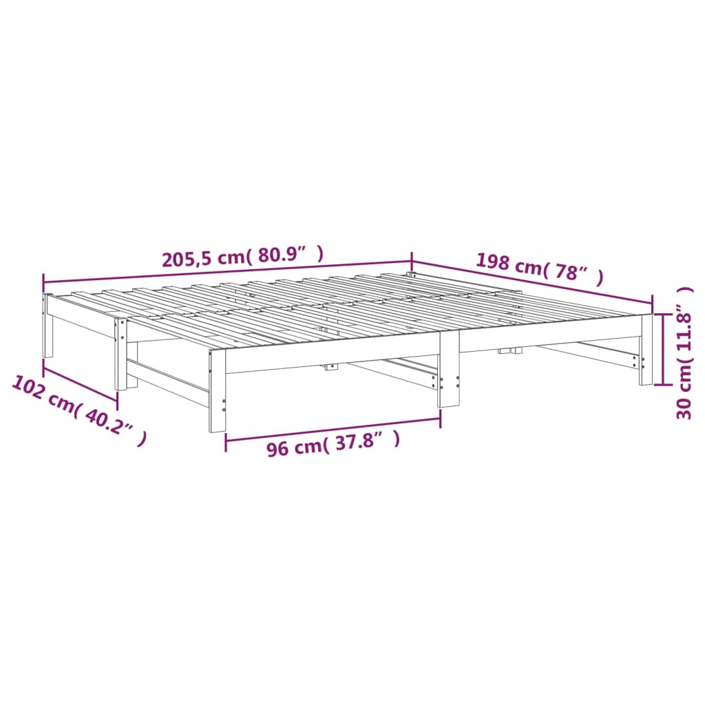 Uttrekkbar Dagseng 2X(100X200) Cm Heltre Furu