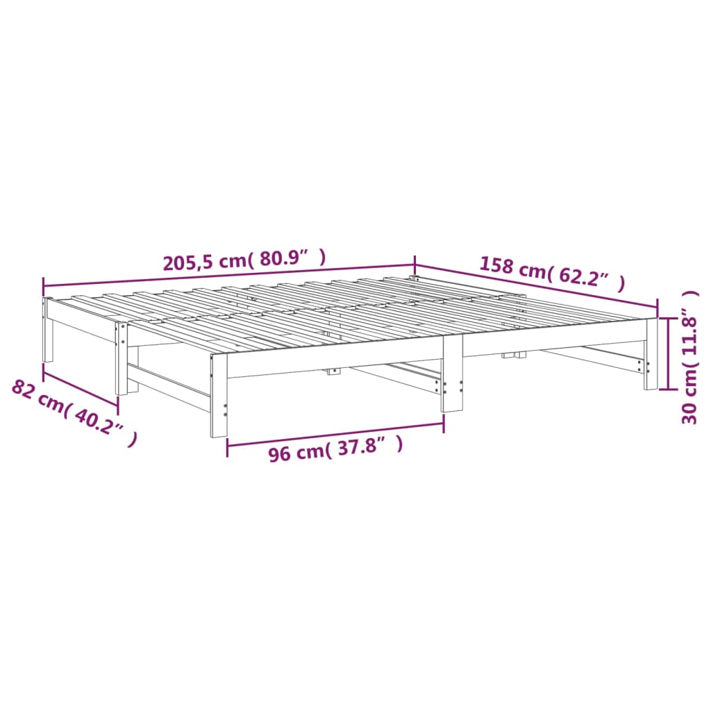 Uttrekkbar Dagseng Hvit 2X(80X200) Cm Heltre Furu