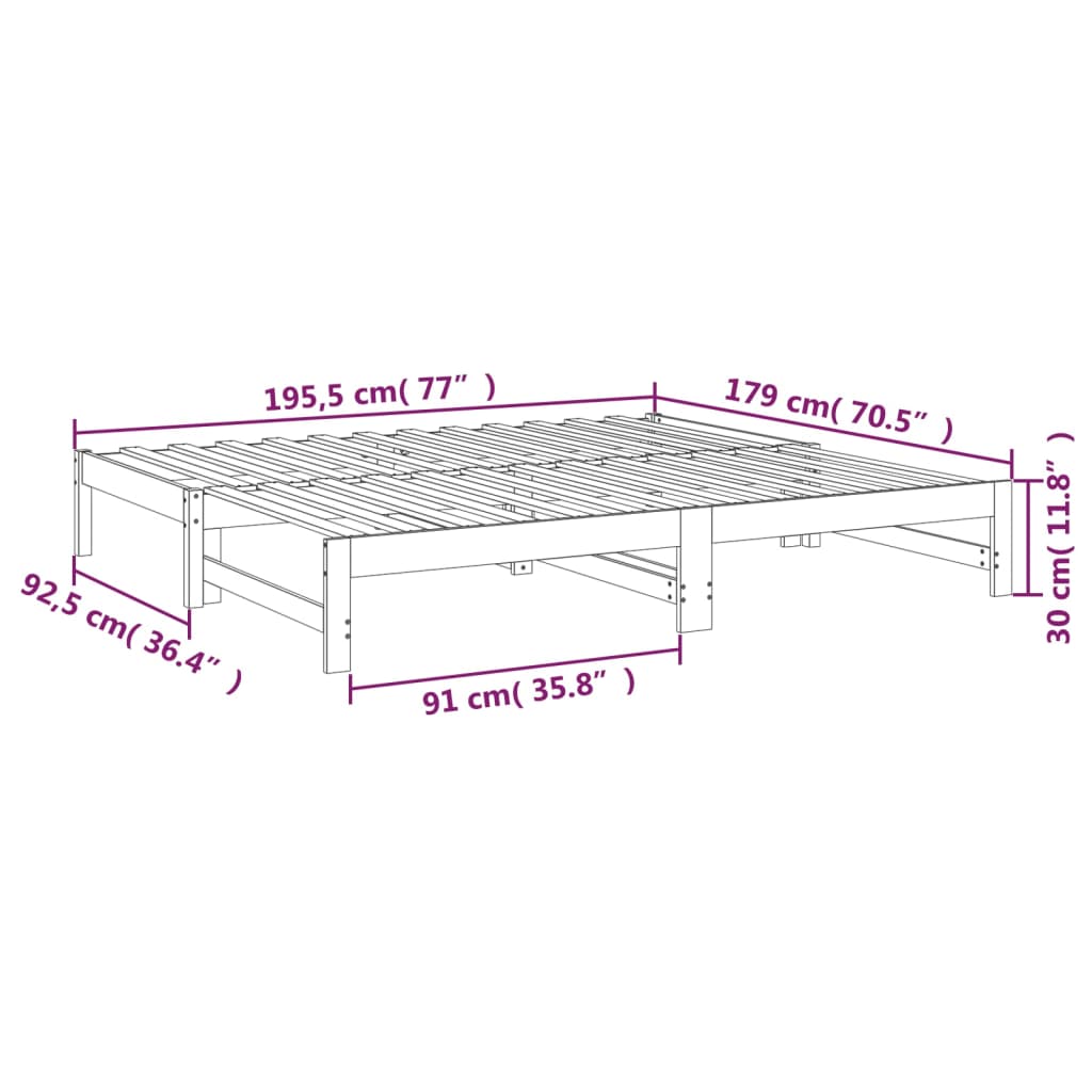 Uttrekkbar Dagseng 2X(90X190) Cm Heltre Furu