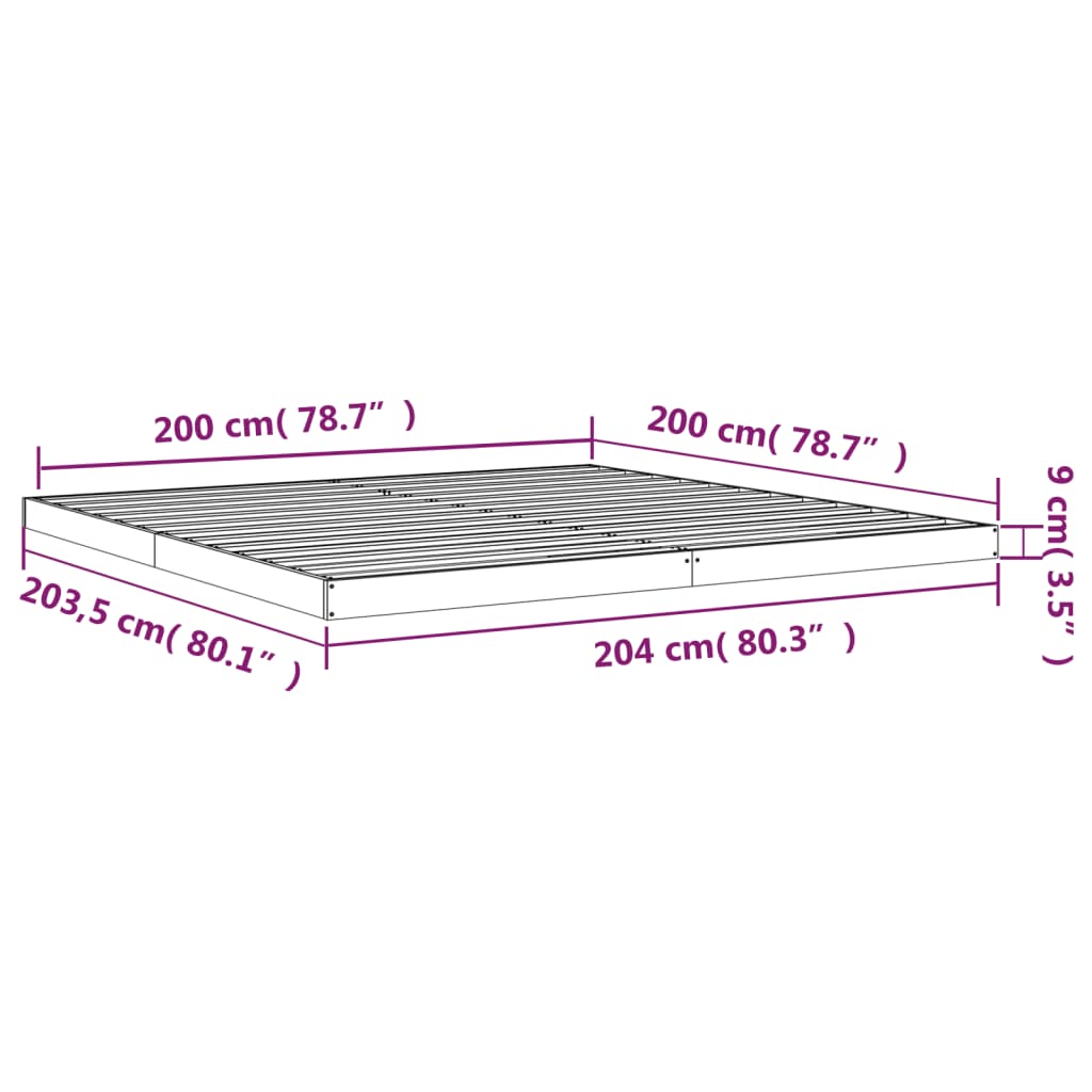 Sengeramme 200X200 Cm Heltre Furu