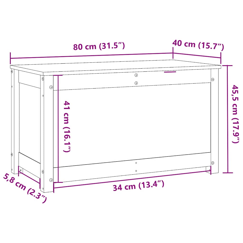 Putekasse Hvit 80X40X45,5 Cm Heltre Furu