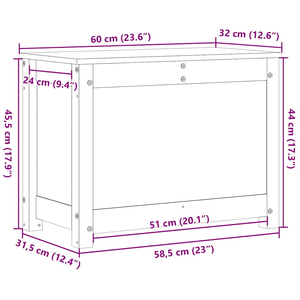 Putekasse 60X32X45,5 Cm Heltre Furu