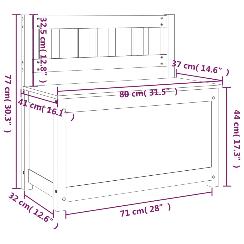Benk Hvit 80X41X77 Cm Heltre Furu