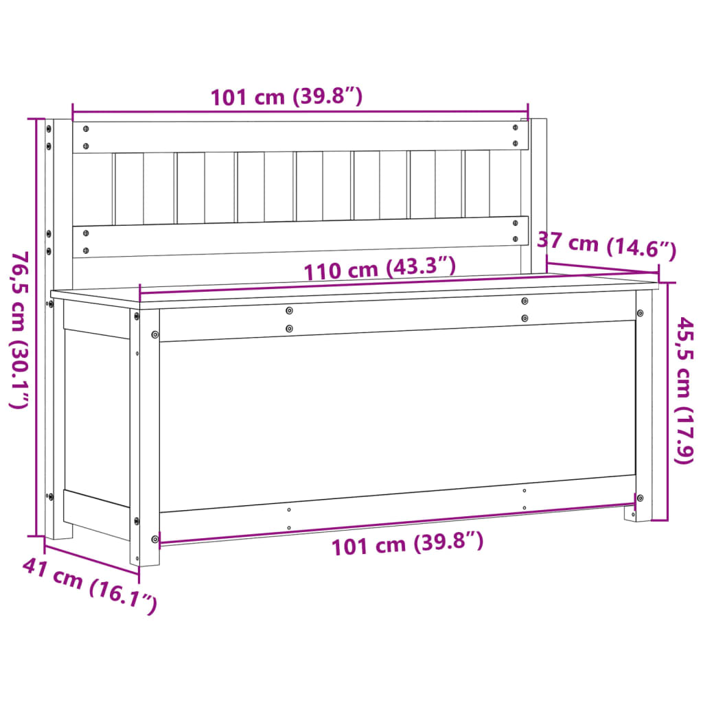 Benk Hvit 110X41X76,5 Cm Heltre Furu