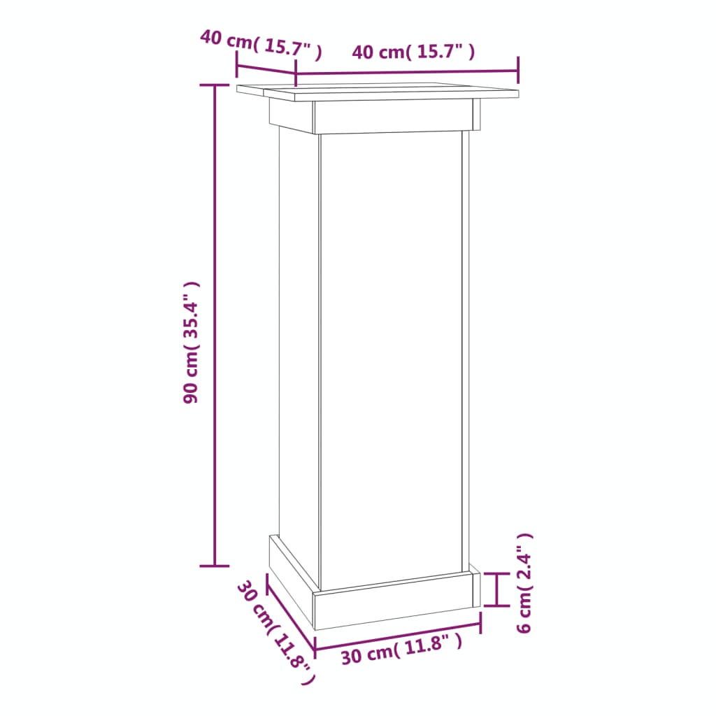Blomsterstativ Hvit 40X40X90 Cm Heltre Furu
