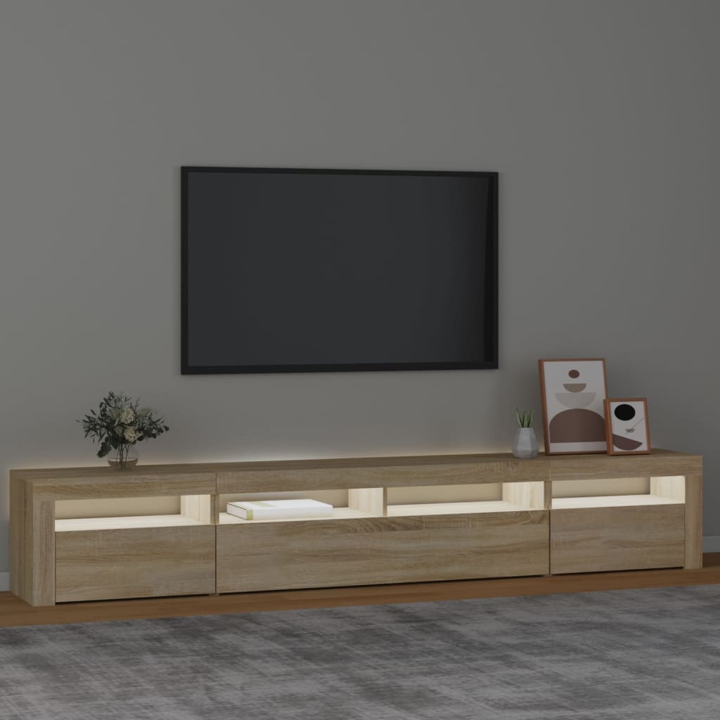 Tv-Benk Med Led-Lys Sonoma Eik 240X35X40 Cm