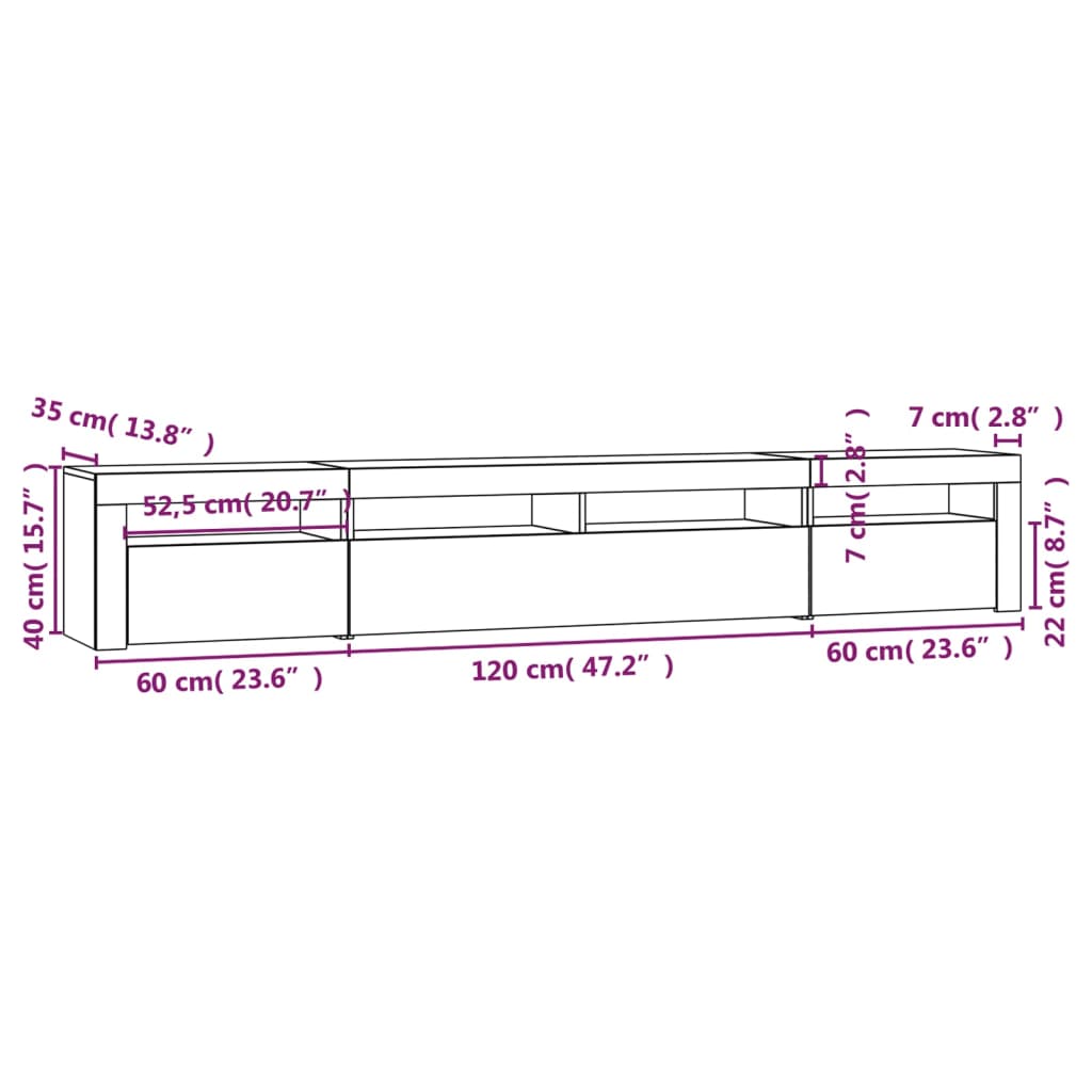 Tv-Benk Med Led-Lys Sonoma Eik 240X35X40 Cm