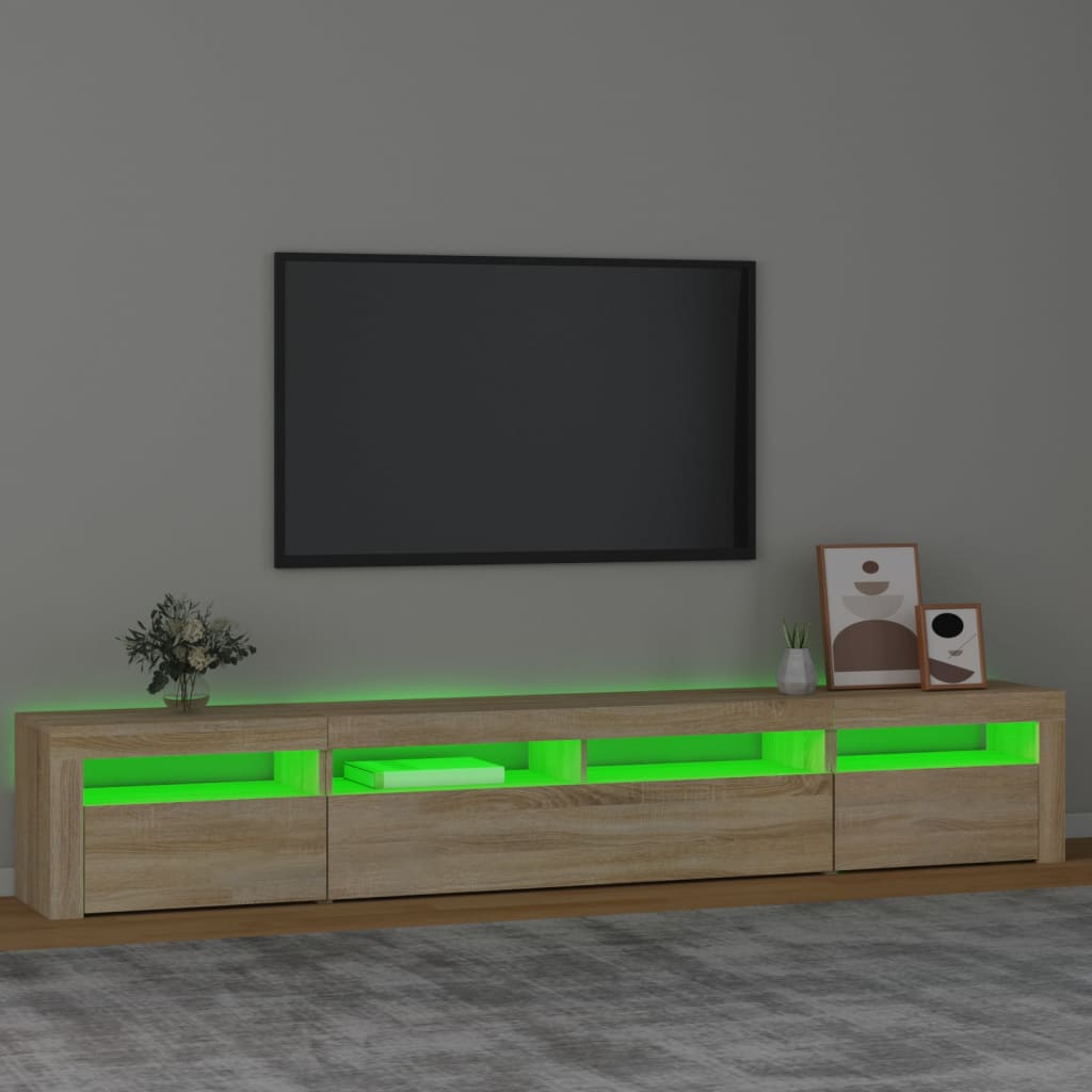 Tv-Benk Med Led-Lys Sonoma Eik 240X35X40 Cm