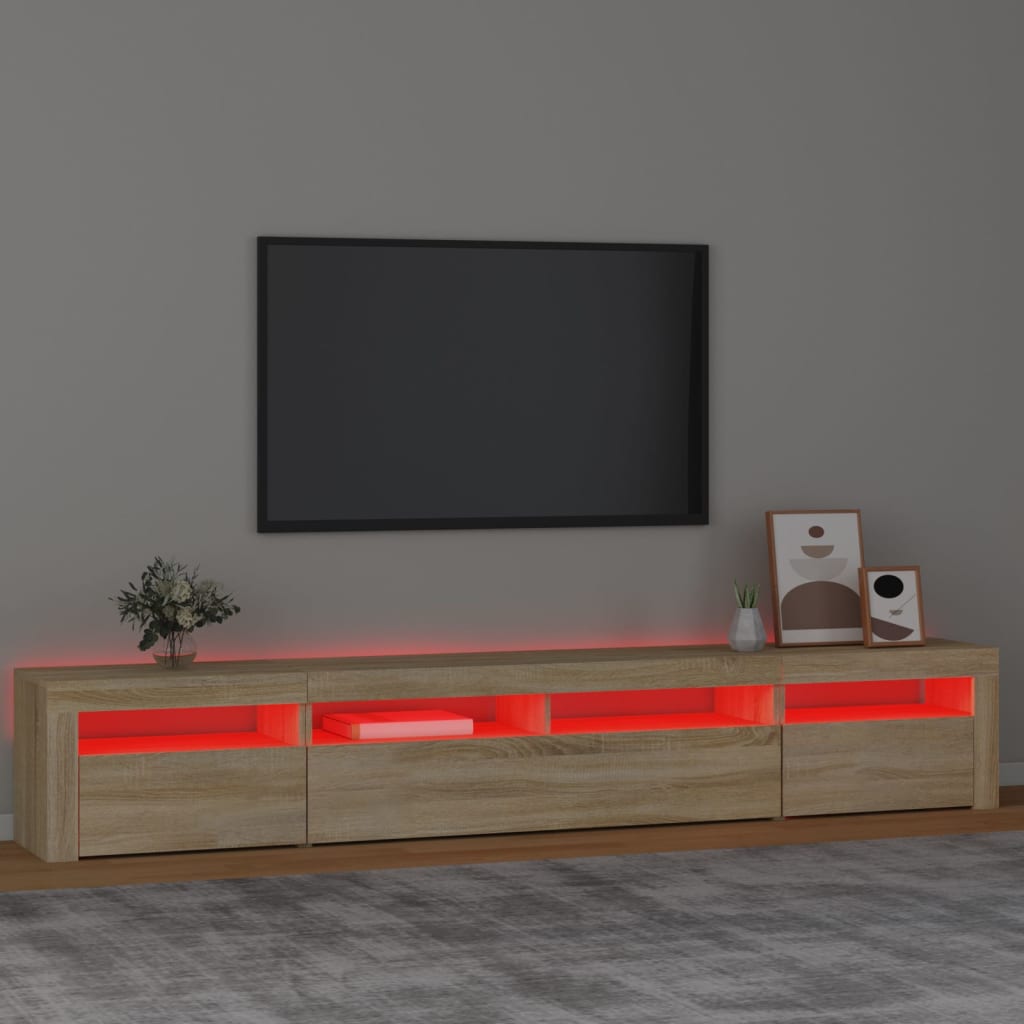 Tv-Benk Med Led-Lys Sonoma Eik 240X35X40 Cm