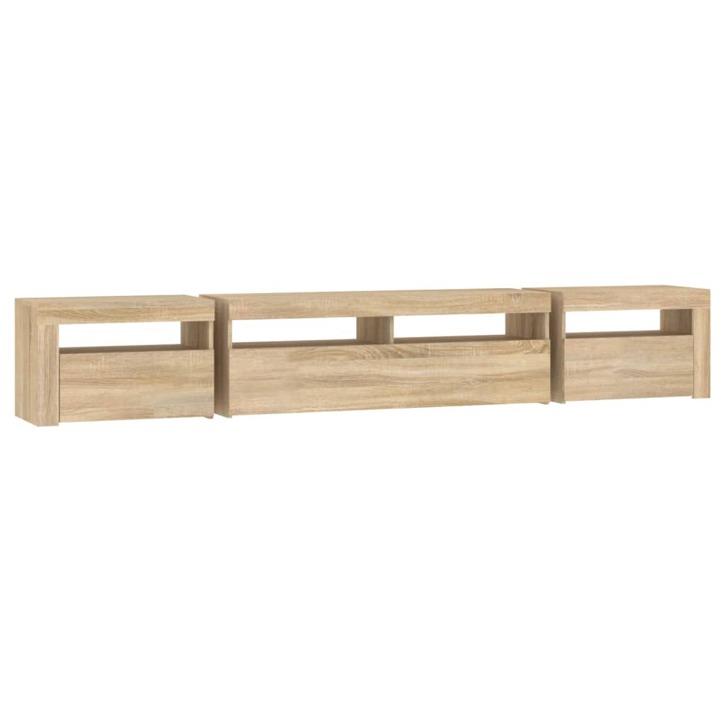 Tv-Benk Med Led-Lys Sonoma Eik 240X35X40 Cm