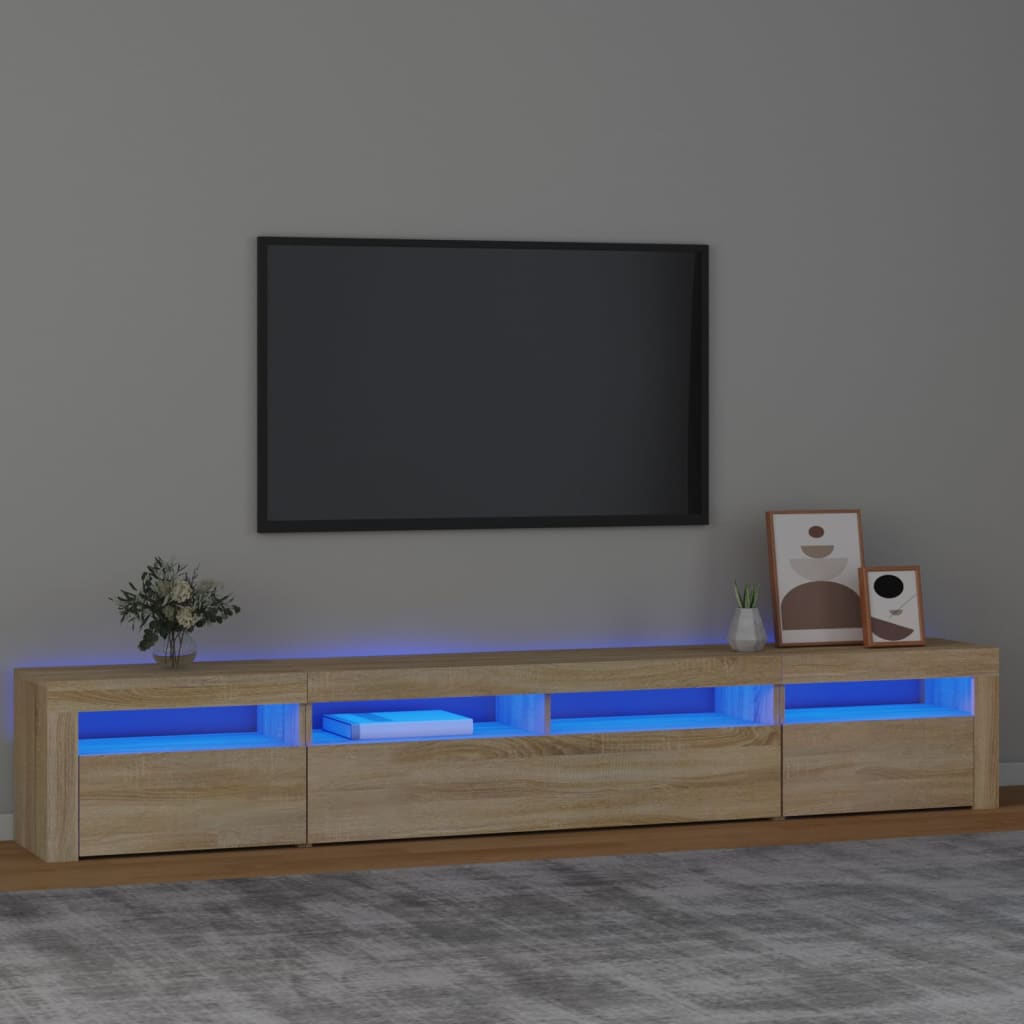 Tv-Benk Med Led-Lys Sonoma Eik 240X35X40 Cm