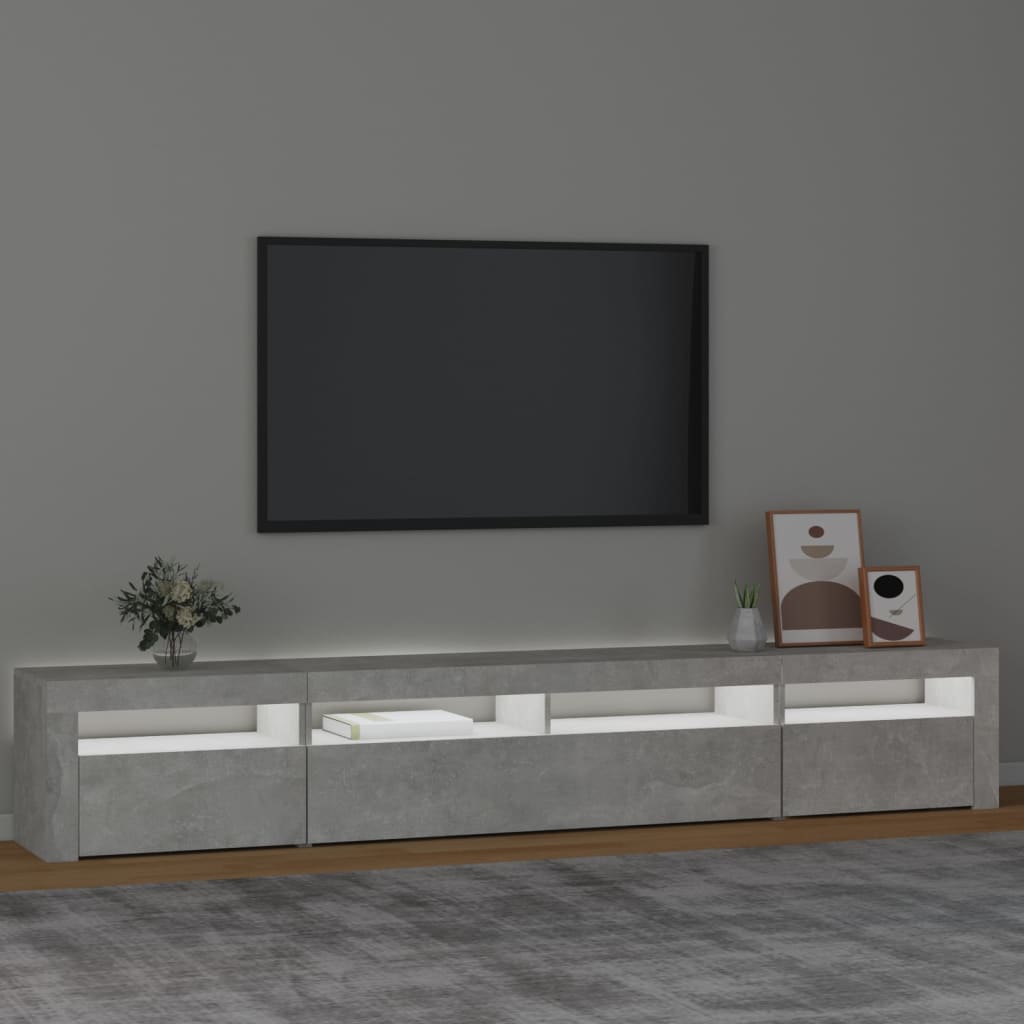 Tv-Benk Med Led-Lys Betonggrå 240X35X40 Cm