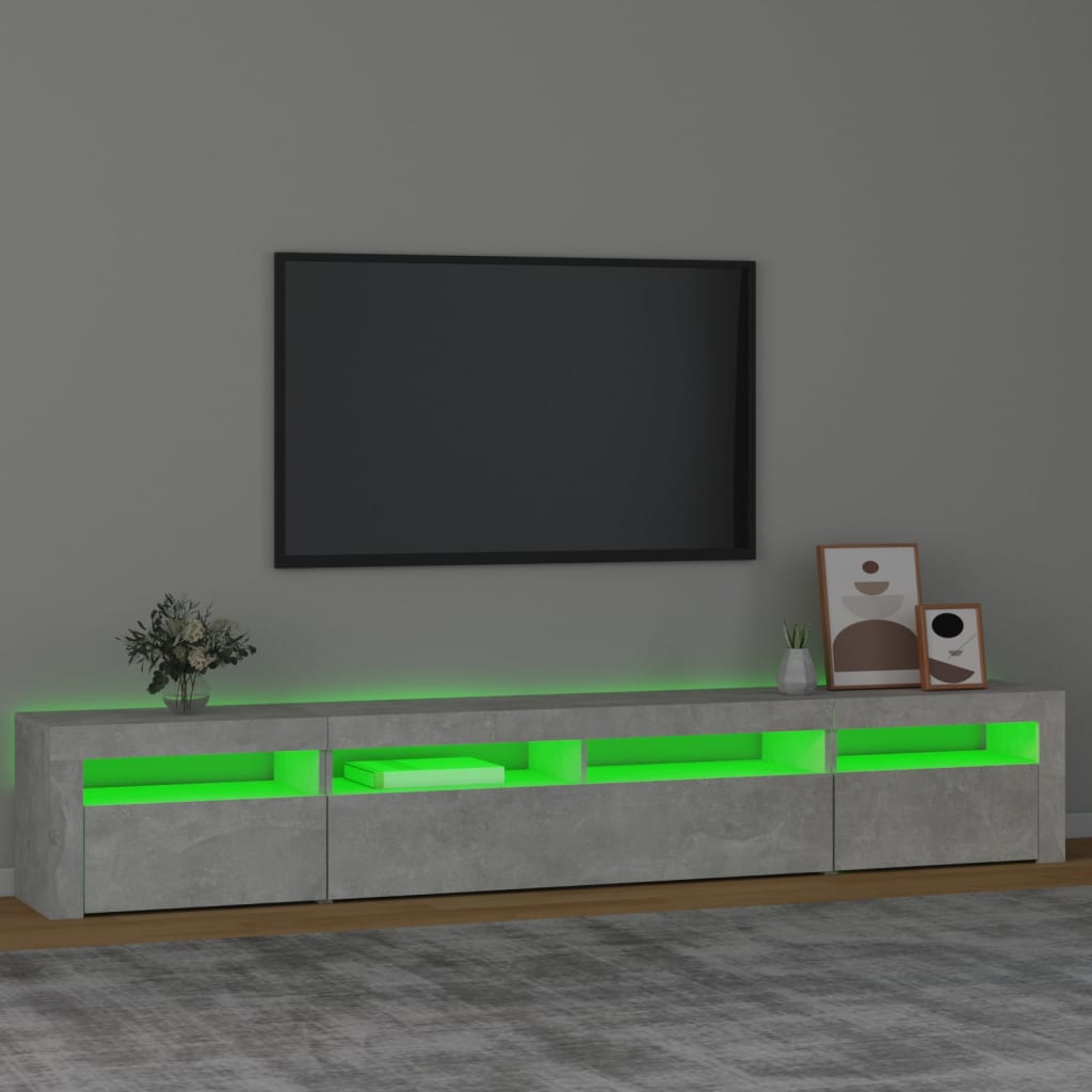 Tv-Benk Med Led-Lys Betonggrå 240X35X40 Cm