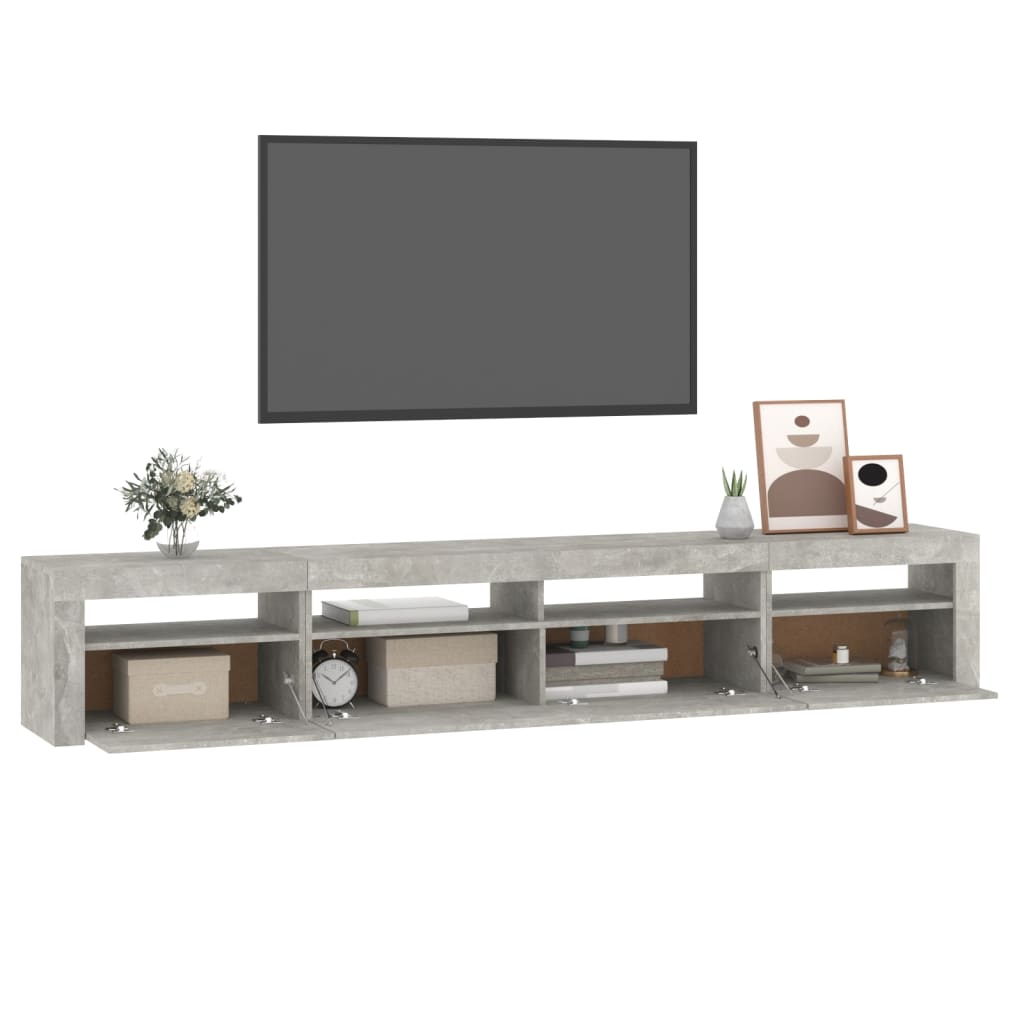 Tv-Benk Med Led-Lys Betonggrå 240X35X40 Cm