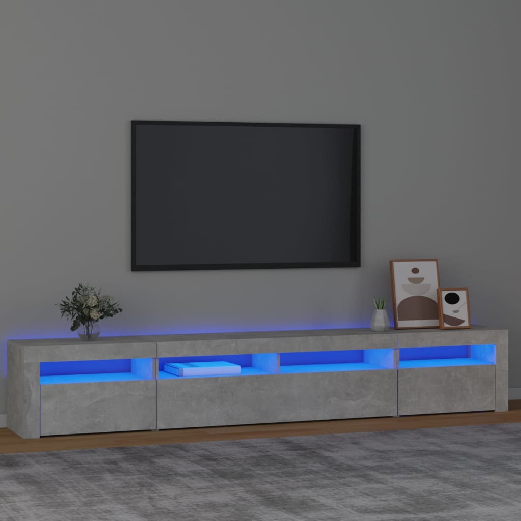 Tv-Benk Med Led-Lys Betonggrå 240X35X40 Cm
