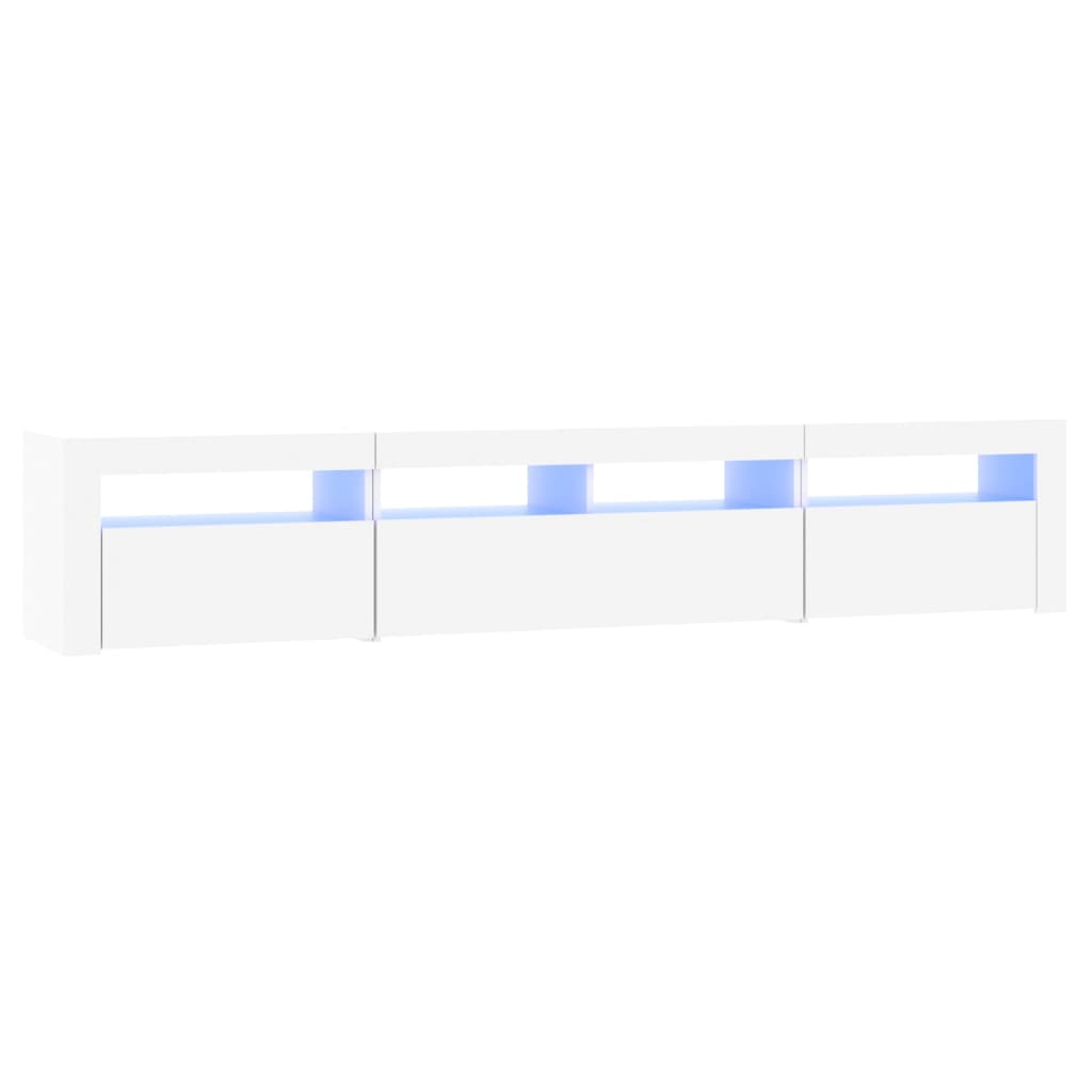 Tv-Benk Med Led-Lys Hvit 210X35X40 Cm