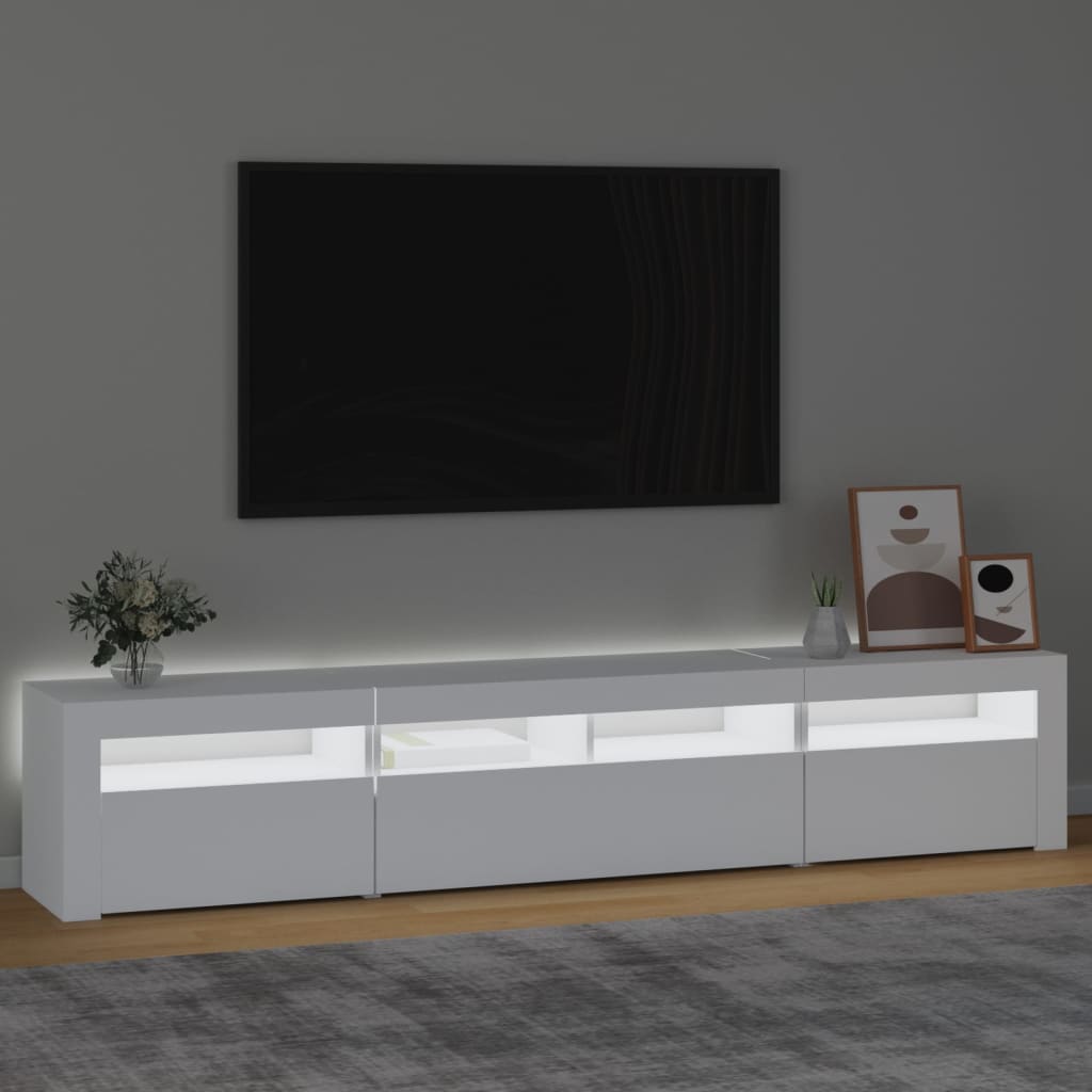 Tv-Benk Med Led-Lys Hvit 210X35X40 Cm